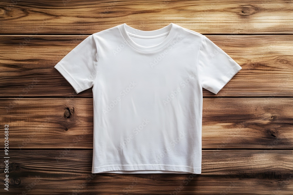 Blank White T-Shirt on Wooden Background. Blank White T-Shirt on Wooden Background.