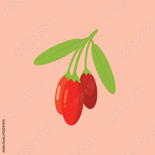 Goji berries vector design, chinese wolfberries icon, lycium barbarum or lycium chinense