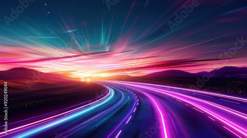 Highway Through a Neon Sunset