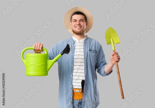 Young male gardener with sh...