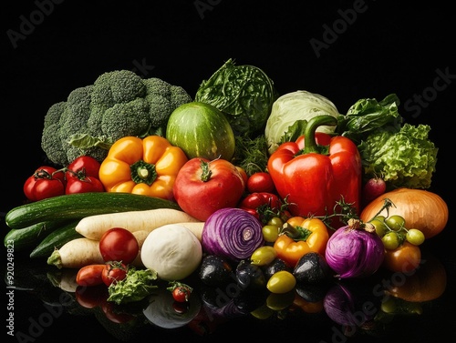 Mixed Vegetables on Black Surface