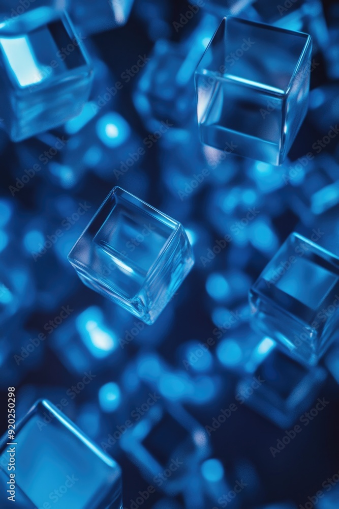 Glass cubes suspended in mid-air Glass cubes suspended in mid-air