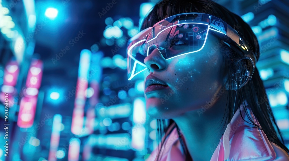 Cyberpunk Woman Gazing into the Future Cyberpunk Woman Gazing into the Future