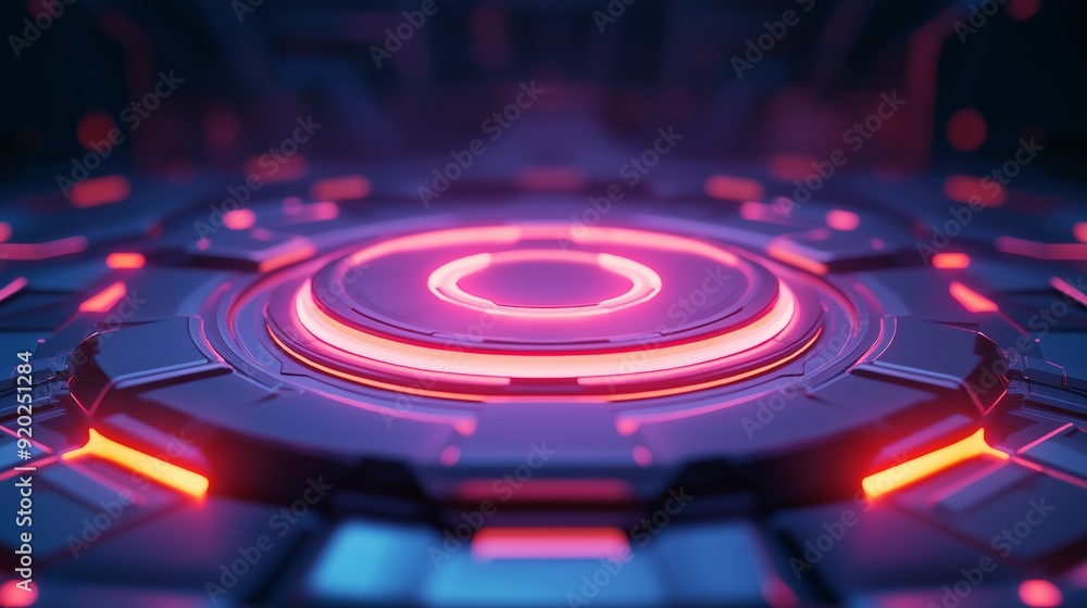 Futuristic digital interface with glowing circular design and vibrant colors in a high-tech environment. Futuristic digital interface with glowing circular design and vibrant colors in a high-tech environment.