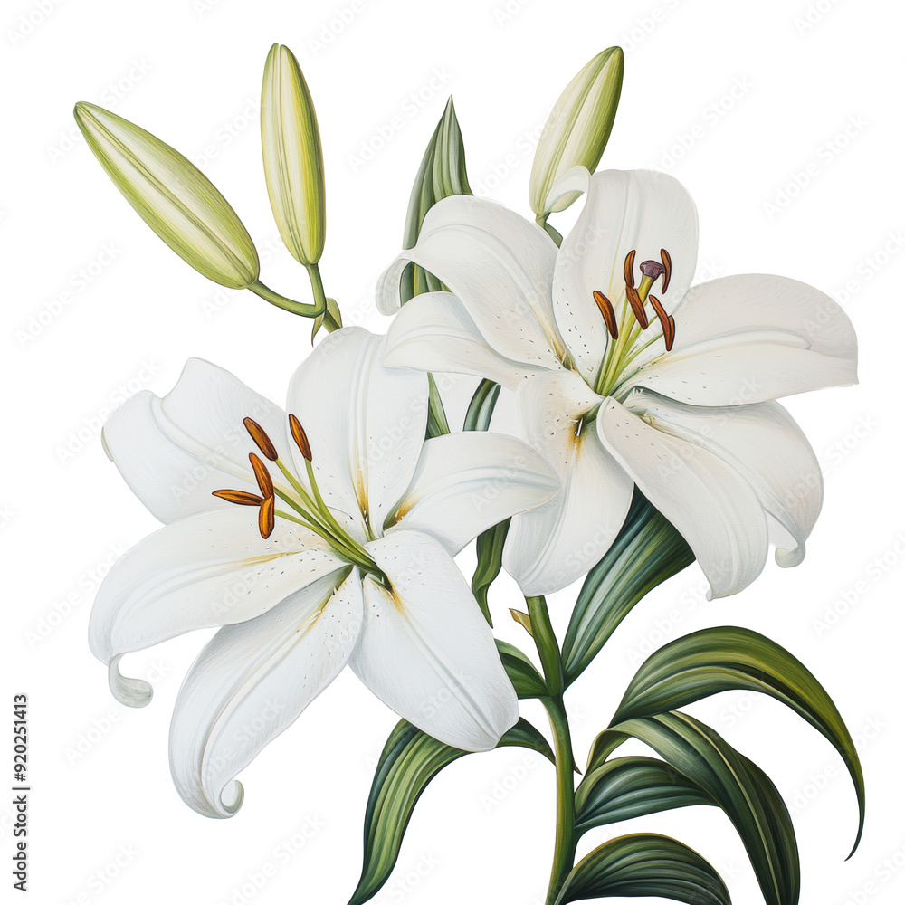 PNG White lilies blooming in a bright setting PNG White lilies blooming in a bright setting