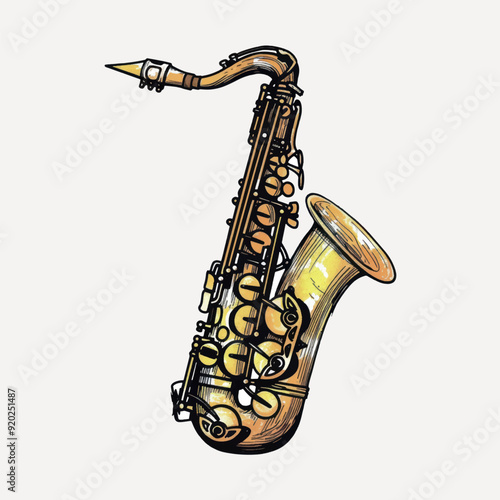Vintage saxophone illustration for music