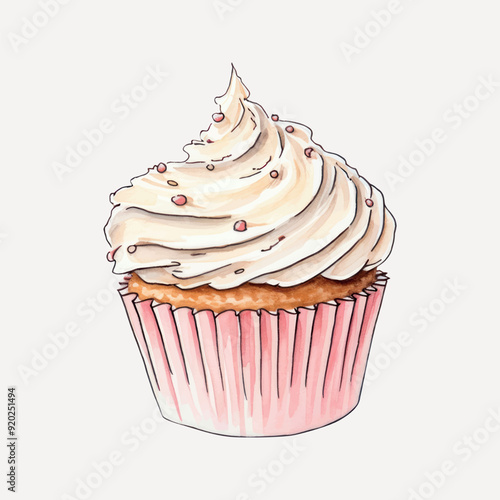 Delicious cupcake with creamy frosting