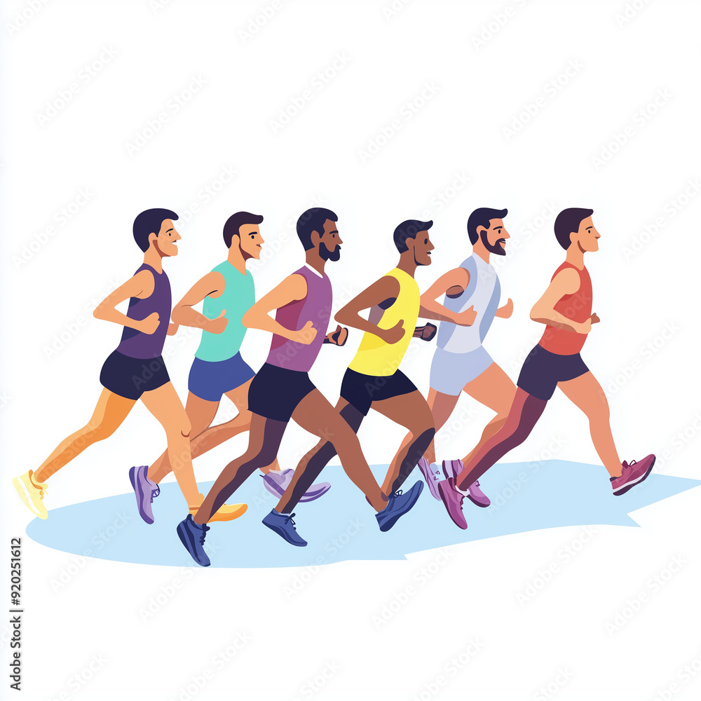 A group of runners participating in a marathon race A group of runners participating in a marathon race