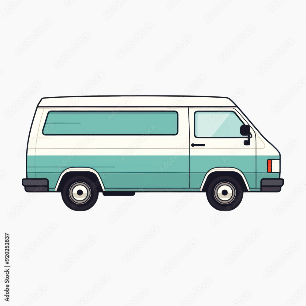 Retro van side view illustration Retro van side view illustration