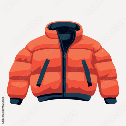 Bright orange winter jacket illustration