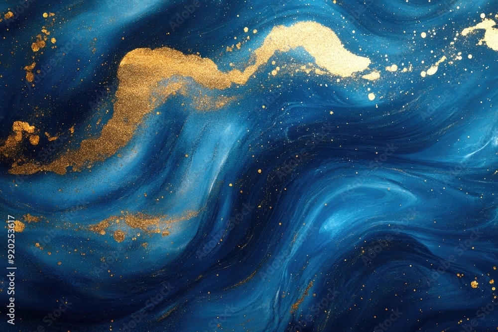 Blue and Gold Painting Close Up Blue and Gold Painting Close Up