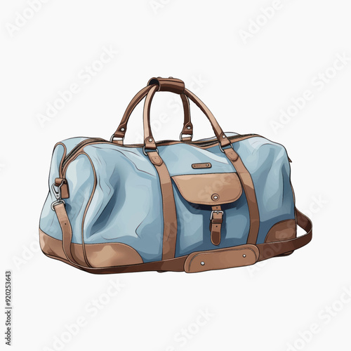 Stylish blue travel duffel bag