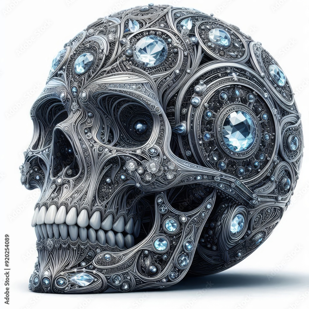 detailed crystal skull on white background
detailed crystal skull on white background