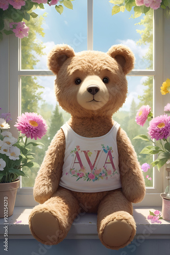 teddy bear and flowers