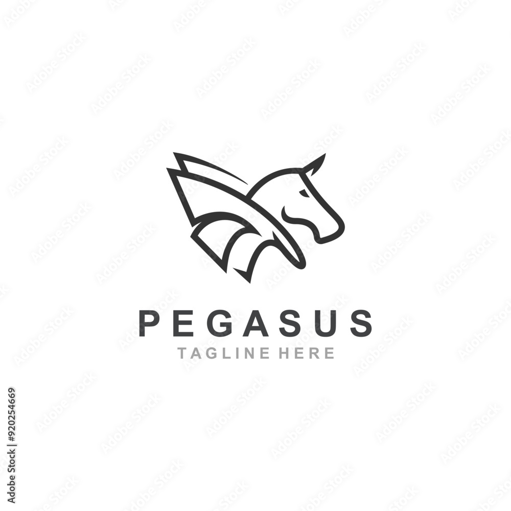 Pegasus horse Logo minimalist, Line art, Modern simple mascot, Mystic premium emblem template Pegasus horse Logo minimalist, Line art, Modern simple mascot, Mystic premium emblem template