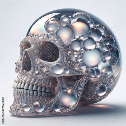 detailed crystal skull on white background 