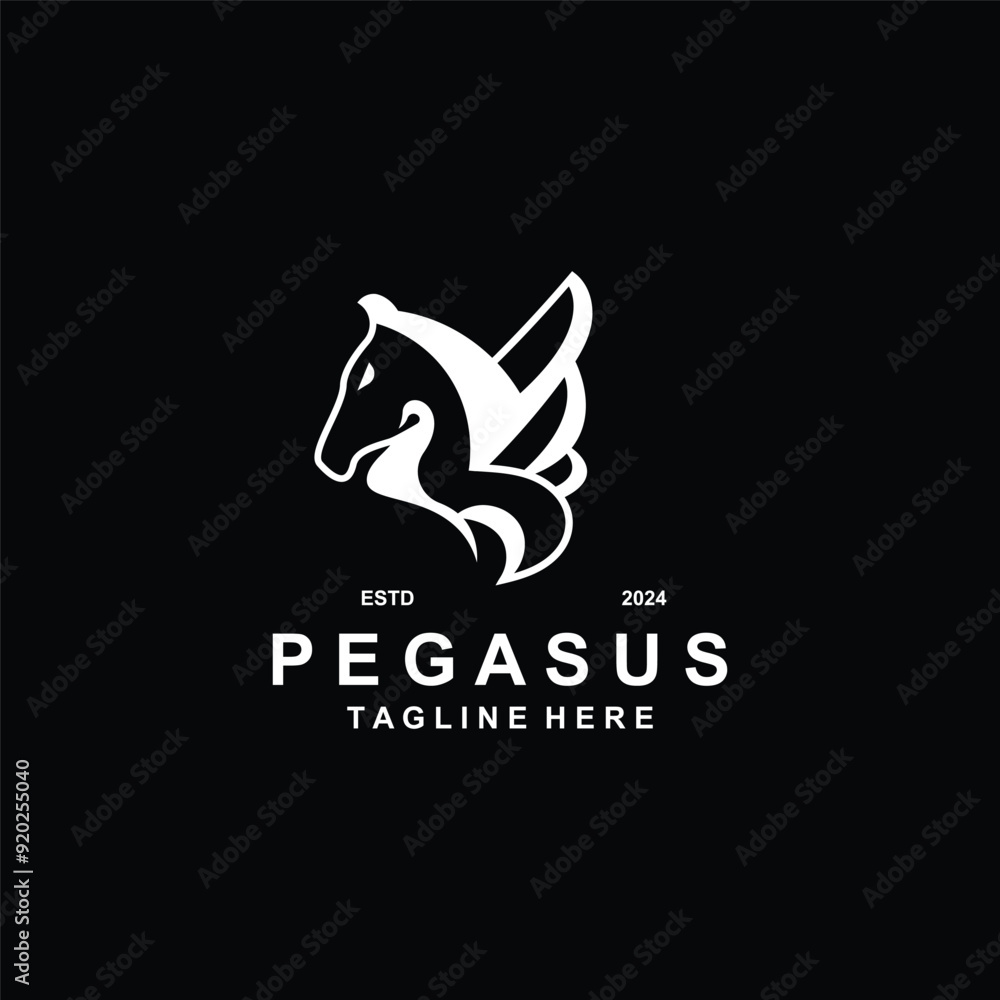 Pegasus horse Logo minimalist, Line art, Modern simple mascot, Mystic premium emblem template Pegasus horse Logo minimalist, Line art, Modern simple mascot, Mystic premium emblem template