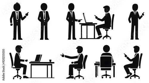 Wallpaper Mural A collection of business-related silhouettes depicting various professional activities. Torontodigital.ca