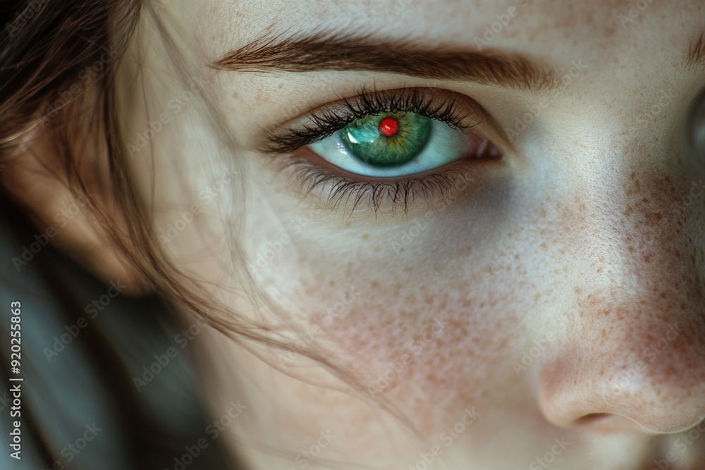 Fototapeta premium Woman's eye with freckles