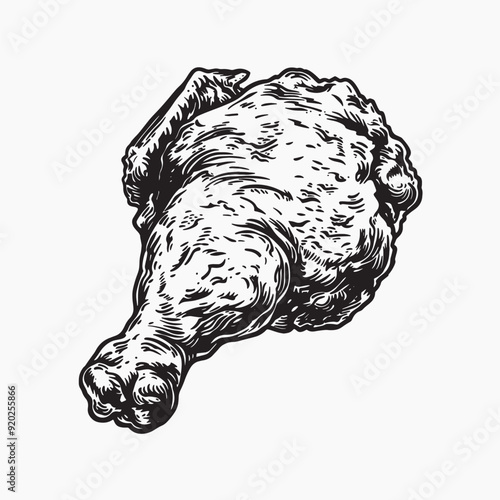 Detailed fried chicken drumstick illustration