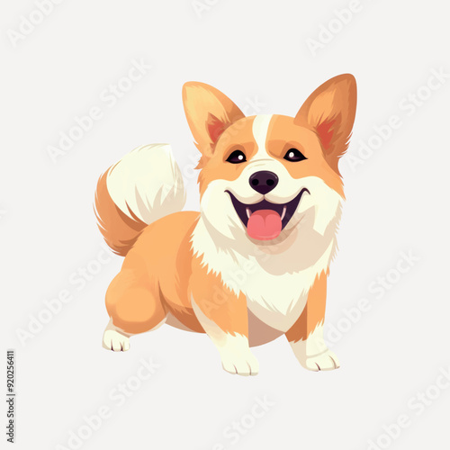 Happy cartoon corgi dog
