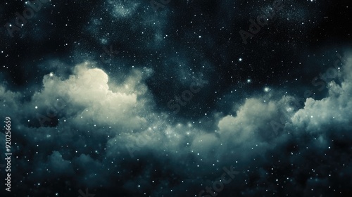 Cloudy Night Sky with Stars