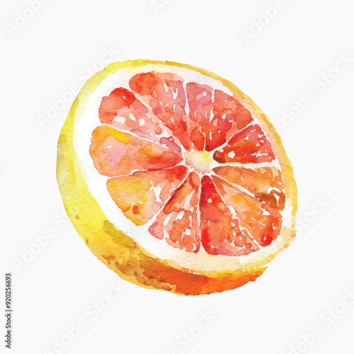 Vibrant watercolor grapefruit slice.