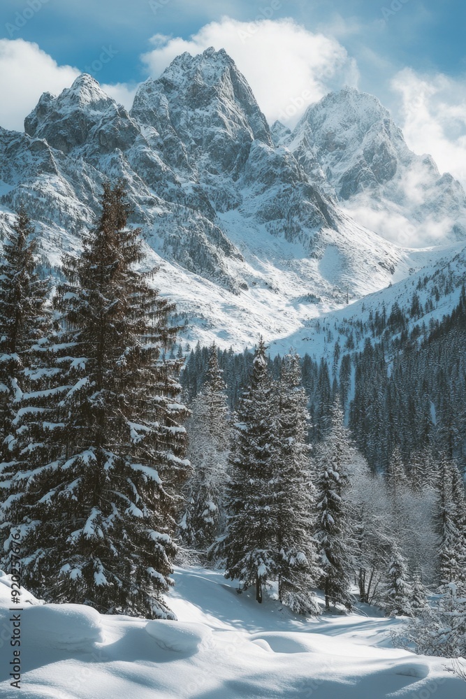 Fototapeta premium Skier in snowy mountains