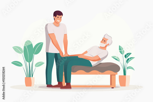 Elderly physiotherapy session illustration