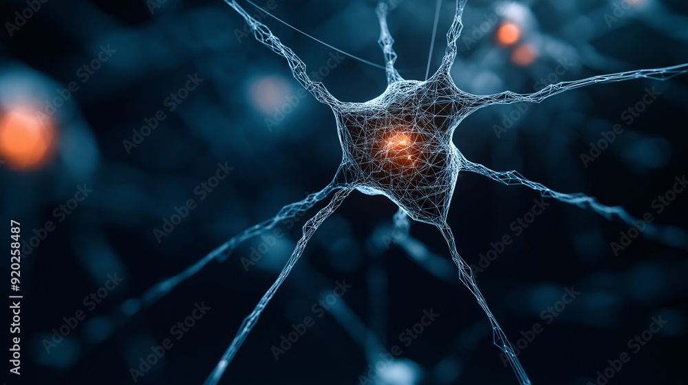 Illuminated Pathways: A neuron, ablaze with vibrant energy, illustrates the intricate beauty and complexity of the human brain. Illuminated Pathways: A neuron, ablaze with vibrant energy, illustrates the intricate beauty and complexity of the human brain.