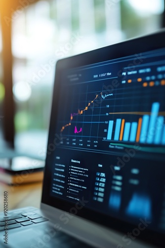 Portable computer with business data dashboards, software, business marketing planning.