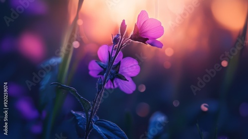  A tight shot of a purplish bloom against a backdrop of swaying grasses Sunlight filters through nearby trees