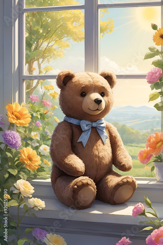 teddy bear with flowers