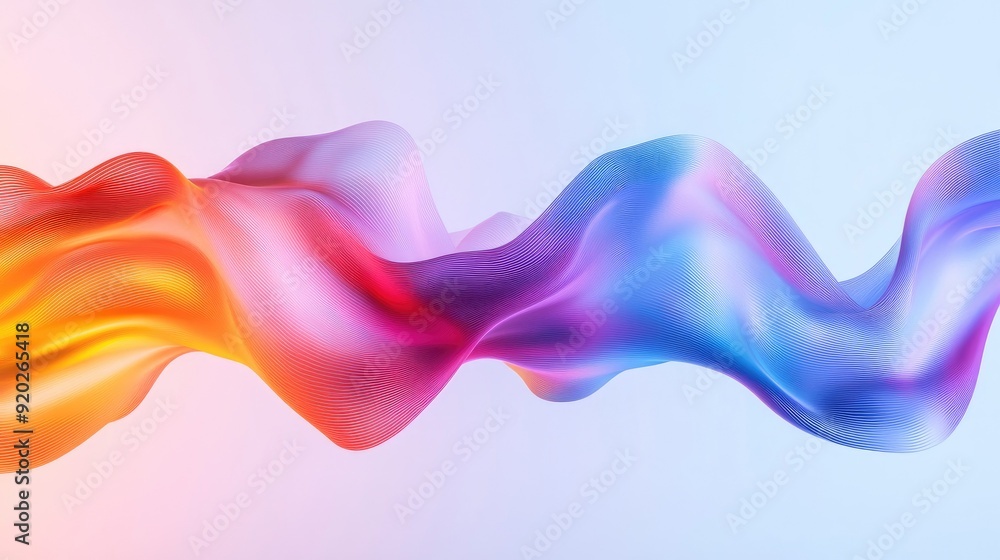 Fototapeta premium A fluid, abstract 3D waveform with a gradient color scheme, representing innovation and technological advancement.