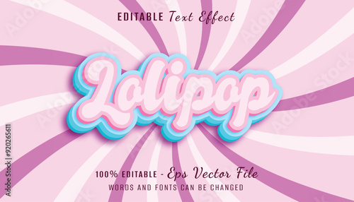 lolipop 3d text effect design 