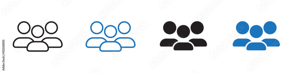 Group icon Outline set in black and white color Group icon Outline set in black and white color