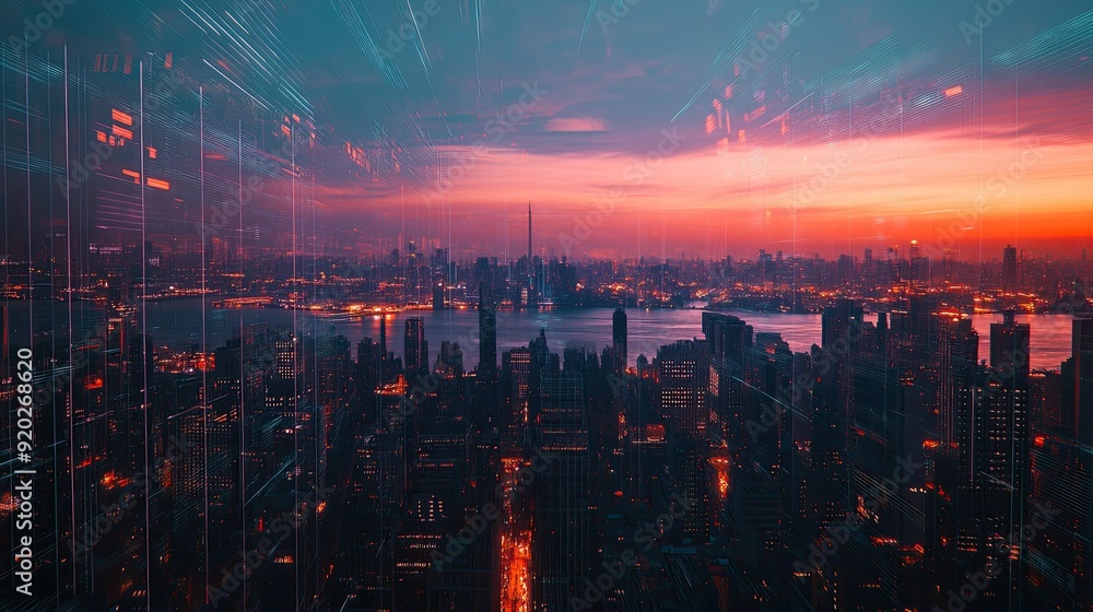 A panoramic view of a futuristic city, where bright lights and innovative architecture define the skyline. A panoramic view of a futuristic city, where bright lights and innovative architecture define the skyline.