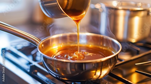 Caramelizing: Browning sugar by cooking it until it develops a rich, caramelized flavor. Used in both sweet treats like caramel sauce and savory dishes for added depth.
 photo