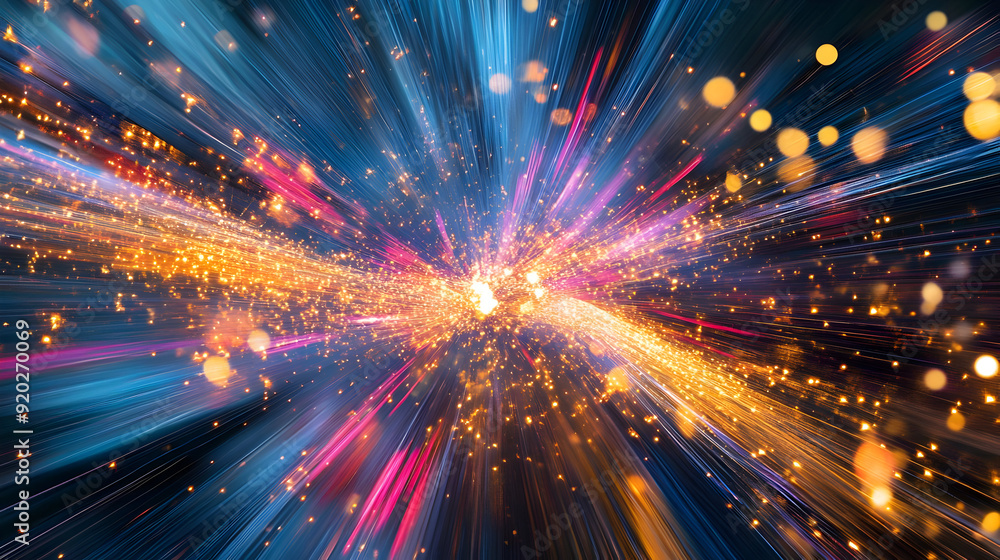 Obraz premium Abstract Background with Bright Lines and Sparkling Lights