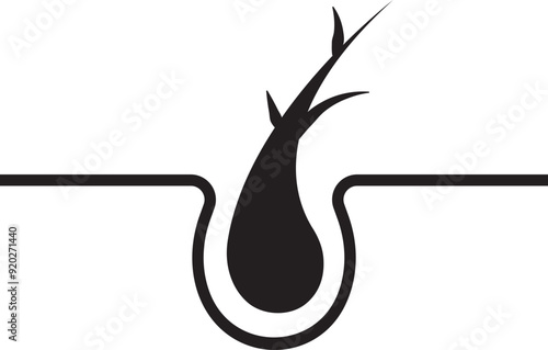 Hair care flat icon. Hair Follicle Treatment, glyph silhouette for trichology. Shiny healthy hair sign. Healthy Dermatology for Epidermis Filled vector illustration isolated on transparent background.