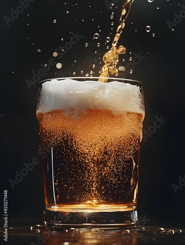 Wallpaper Mural Pour of Golden Amber Beer in a Glass Against a Dark Background Torontodigital.ca