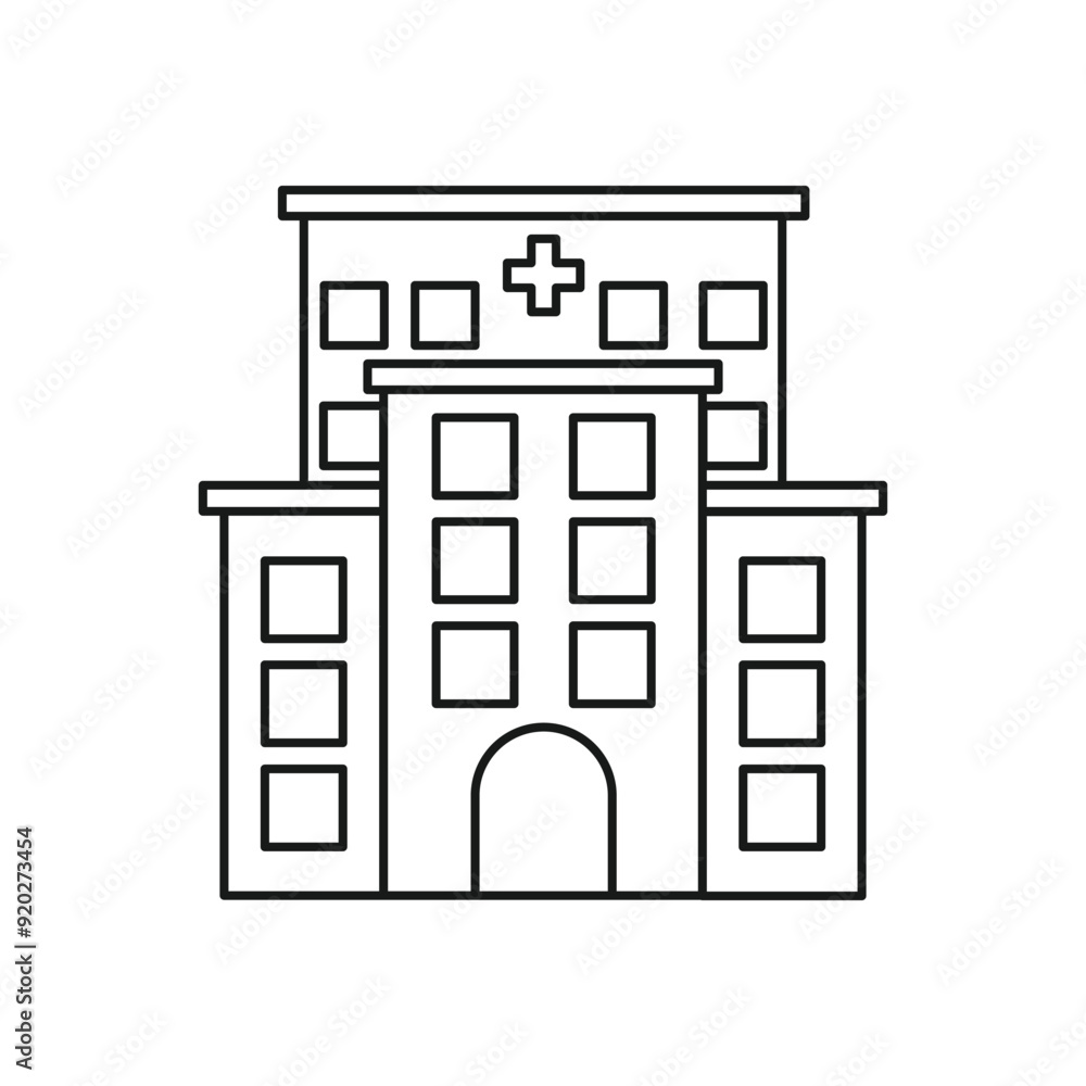Hospital line icon, outline vector sign, linear style pictogram isolated on white. Medical building symbol, logo illustration. Hospital line icon, outline vector sign, linear style pictogram isolated on white. Medical building symbol, logo illustration.