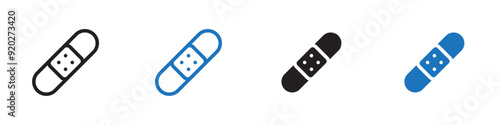 Bandiage icon linear thin line icon graphics set 