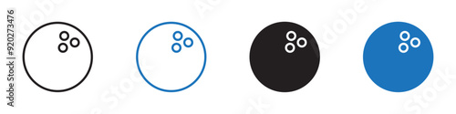 Bowling ball icon linear thin line icon graphics set 