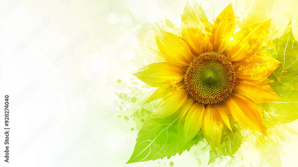 Obraz premium A vibrant sunflower against a light background, radiating positivity, energy, and the joy of summer.