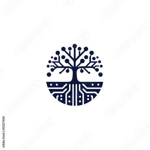 tech tree logo vector, tech tree electrical circuit digital logo, tree tech logo creative digital system design 