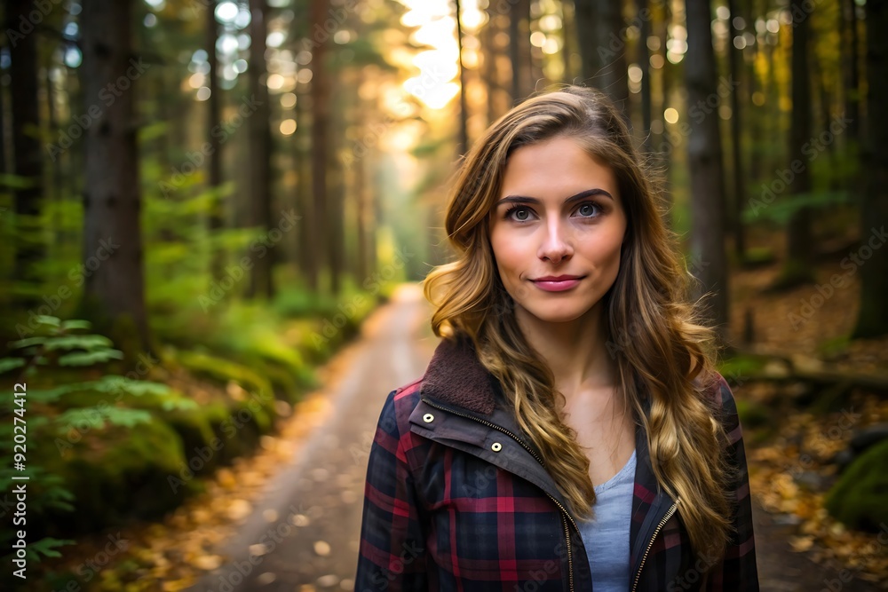 Woman smiling in the woods.