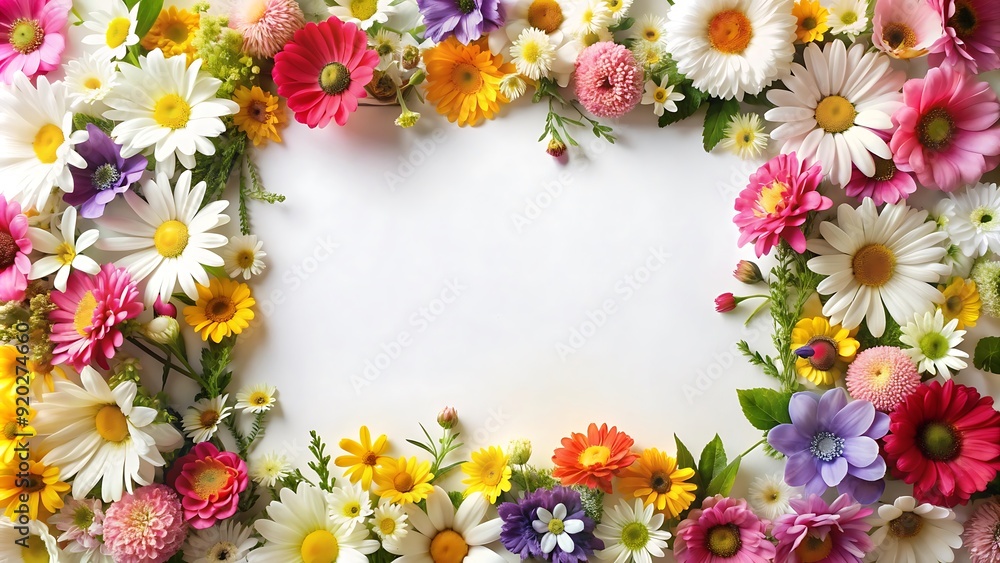 Colorful Flower Frame on White Background. Colorful Flower Frame on White Background.