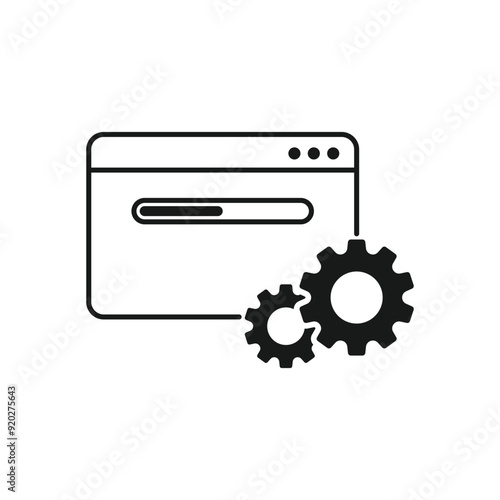software icon, configure or update website, seo optimization, maintenance or develop system, install web application, thin line symbol on white background
