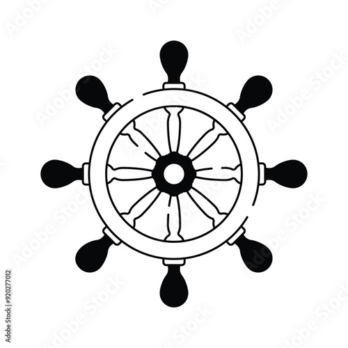 Nautical ship wheel icon, maritime, sailing, or sea adventure, ready to use vector